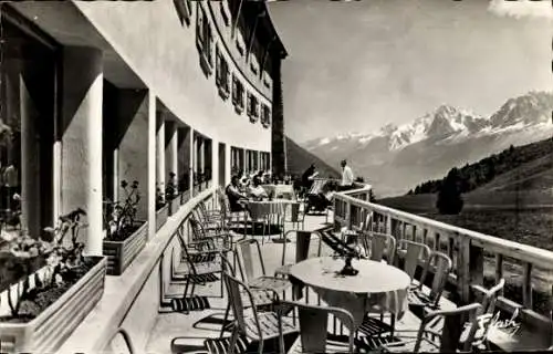 Ak Col de Voza Savoie, Hotel et Terrasse panoramique sur la Chaine du Mont-Blanc