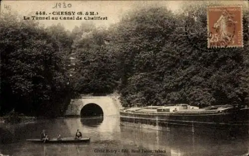 Ak Chessy Seine et Marne, Tunnel au Canal de Chalifert