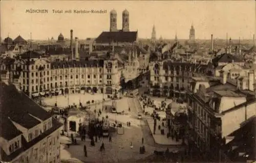 Ak München, Karlstor-Rondell, Totalansicht