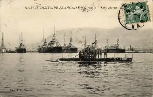 Ak Französisches Kriegsschiff, U-Boot Girondin