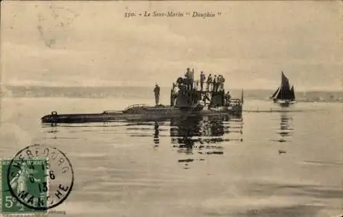 Ak Französisches Kriegsschiff, U-Boot Dauphin
