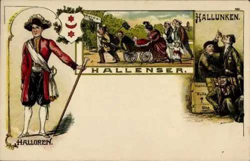 Litho Halle an der Saale, Hallenser, Halloren, Hallunken