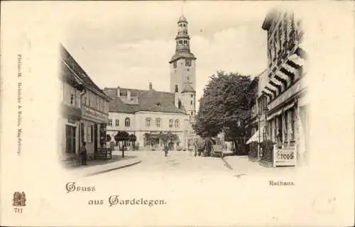 Ak Gardelegen Sachsen Anhalt, Blick auf das Rathaus, Konditorei und Bäckerei