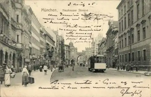 Ak München, Neuhauser Straße, Straßenbahn