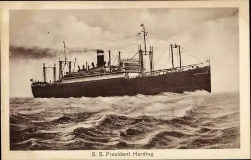 Ak Dampfschiff SS President Harding, Passagier- und Frachtschiff, United States Lines