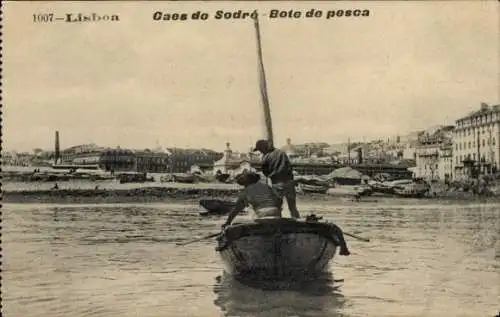 Ak Lisboa Lissabon Portugal, Caes do Sodré, Bote de pesca