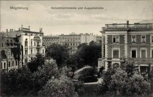 Ak Magdeburg an der Elbe, Generalkommando und Augustastraße