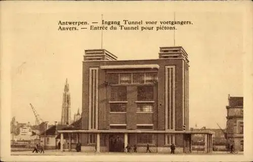 Ak Anvers Antwerpen Flandern, Entree du Tunnel pour pietons