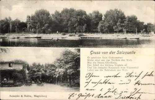 Ak Magdeburg an der Elbe, Salzquelle, Gedicht