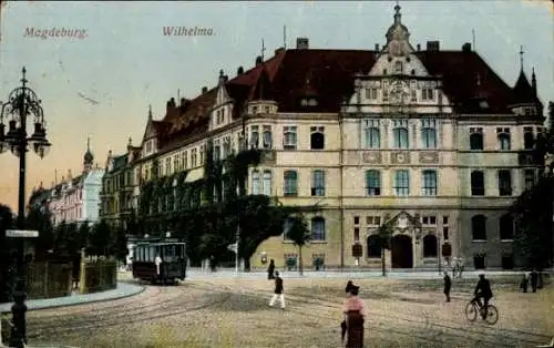 Ak Magdeburg an der Elbe, Wilhelma, Straßenbahn