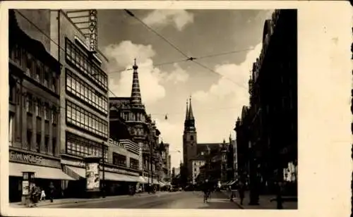 Foto Ak Magdeburg an der Elbe, Breiteweg, Kirche, Geschäfte, Klavehn, F. W. Wolff