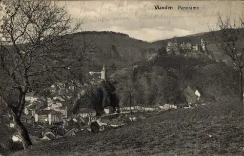 Ak Vianden Luxemburg, Panorama