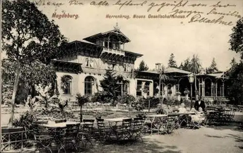 Ak Magdeburg an der Elbe, Herrenkrug, Terrasse