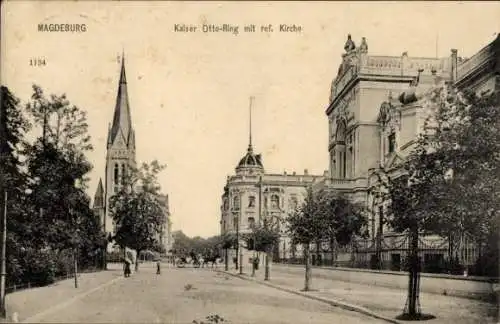 Ak Magdeburg an der Elbe, Kaiser Otto Ring, ref. Kirche