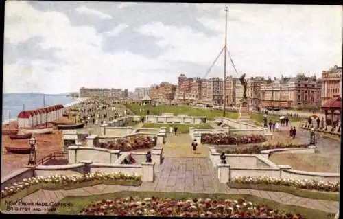 Ak Brighton und Hove East Sussex England, Neue Promenade Gärten