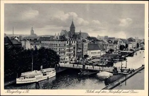 Ak Kaliningrad Königsberg Ostpreußen, Blick auf Kneiphof und Dom