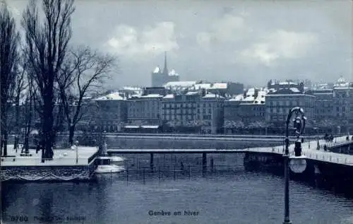 Ak Genève Genf Schweiz, Teilansicht, Winter