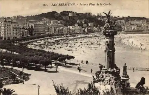 Ak Donostia San Sebastián Baskenland, Paseo und Playa de la Concha