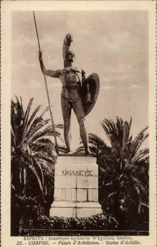 AK Korfu Griechenland, Achilleion, Statue des Achilles