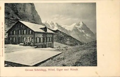 Ak Kanton Bern, Berner Oberland, Große Scheidegg, Hotel, Eiger, Mönch