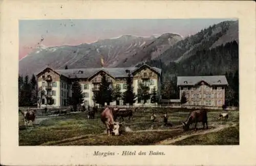 Ak Morgins Kanton Wallis Schweiz, Hotel des Bains