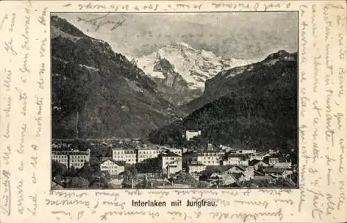 Ak Interlaken Kanton Bern Schweiz, Teilansicht, Jungfrau