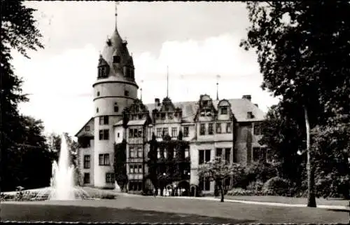 Ak Detmold in Nordrhein Westfalen, Schloss, Leuchtfontäne