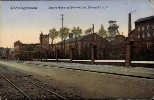 Ak Recklinghausen im Ruhrgebiet, Zeche General Blumental, Schacht I und II