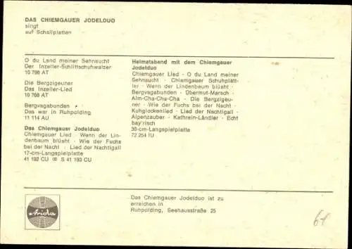 Ak Das Chiemgauer Jodler-Duo, Portrait, Autogramme