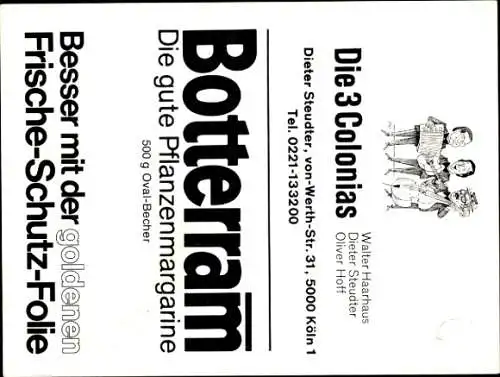 Ak Musikgruppe Die 3 Colonias, Portrait mit Musikinstrumenten, Autogramm