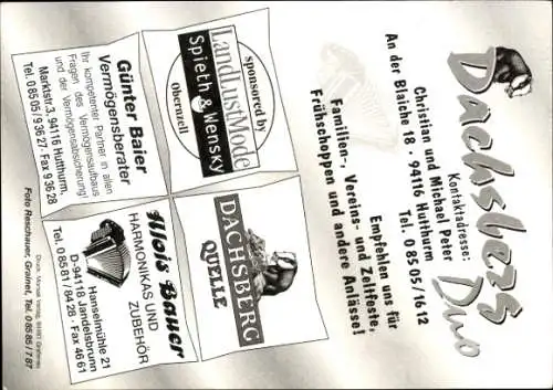 Ak Musikgruppe Dachsberg-Duo, Portrait, Autogramme