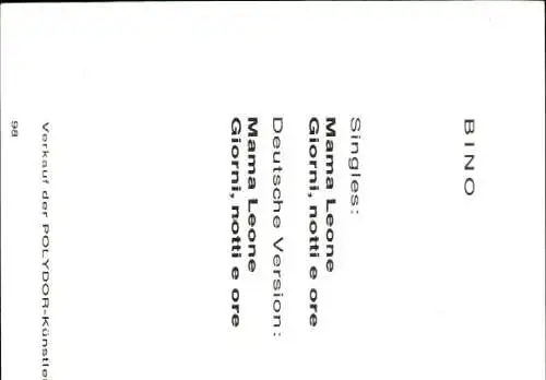 Ak Sänger Bino, Portrait, Autogramm