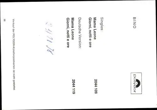 Ak Sänger Bino, Portrait, Autogramm