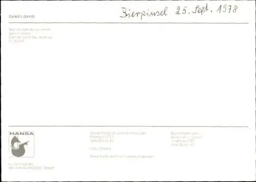 Ak Sänger Daniel David, Portrait, Autogramm