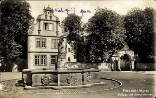 Ak Friedberg Hessen, Schloss, Georgsbrunnen