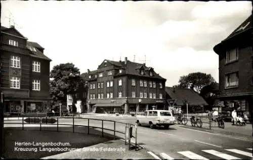 Ak Langenbochum Herten im Ruhrgebiet, Kreuzung, Feldstraße, Langenbochumer Straße