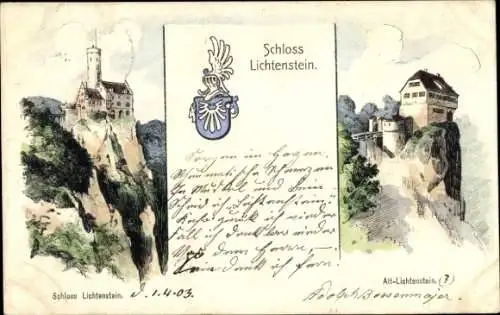 Ak Honau Lichtenstein in Württemberg, Schloss Lichtenstein