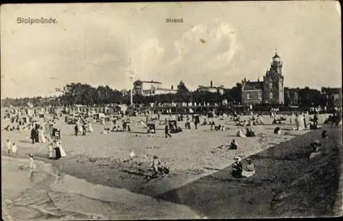 Ak Ustka Stolpmünde Pommern, Strand