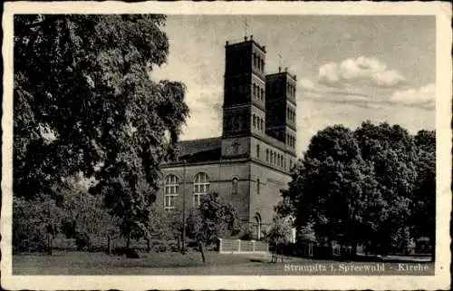 Ak Straupitz im Spreewald, Kirche