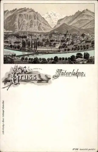 Litho Interlaken Kanton Bern Schweiz, Gesamtansicht