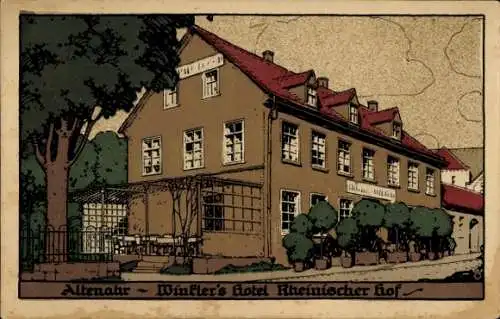Steindruck Ak Altenahr im Ahrtal, Winkler's Hotel Rheinischer Hof