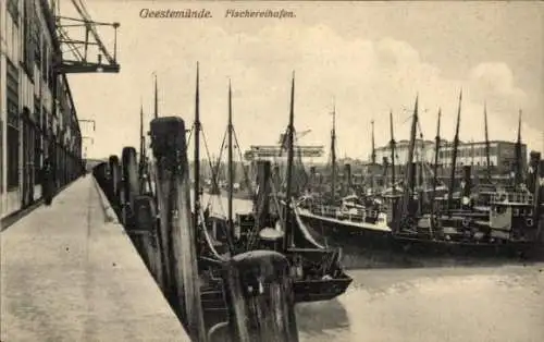 Ak Geestemünde Bremerhaven, Fischereihafen, Fischerboote