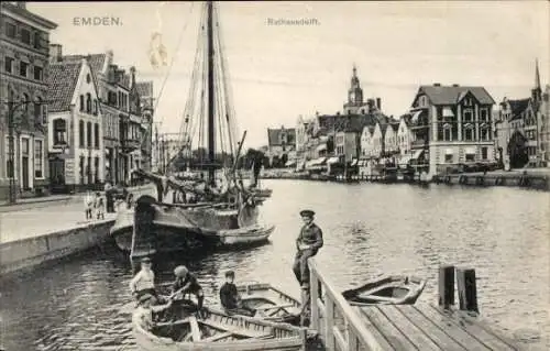 Ak Emden in Ostfriesland, Rathausdelft