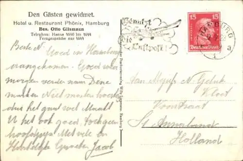 Ak Hamburg Mitte St. Georg, Hotel Phönix, Kirchenallee, Alsterdamm