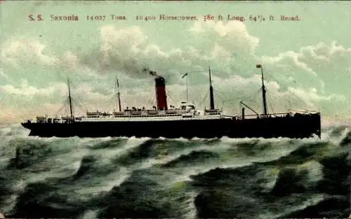 Ak Dampfer S.S. Saxonia, Cunard Line