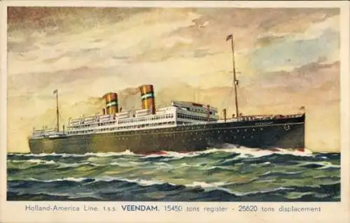 Ak Dampfer SS Veendam, Holland America Line HAL