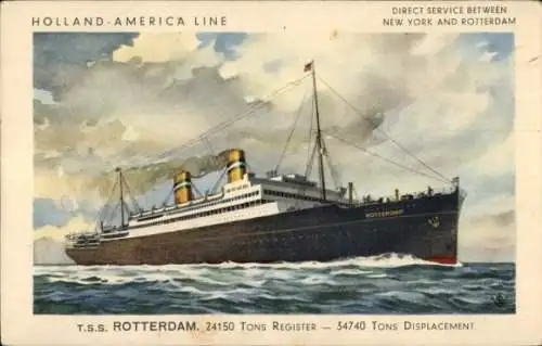 Ak Dampfer T.S.S. Rotterdam, Holland America Line HAL