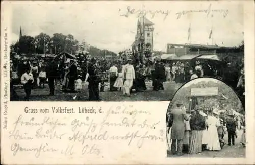 Ak Hansestadt Lübeck, Volksfest, Festgelände, Attraktionen, Besucher