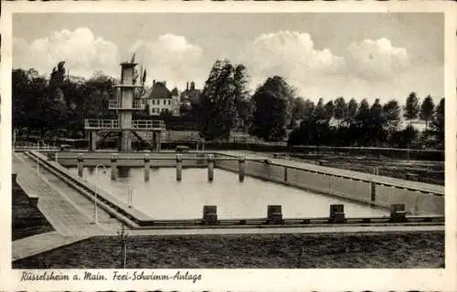 Ak Rüsselsheim am Main Hessen, Frei-Schwimm-Anlage, Freibad