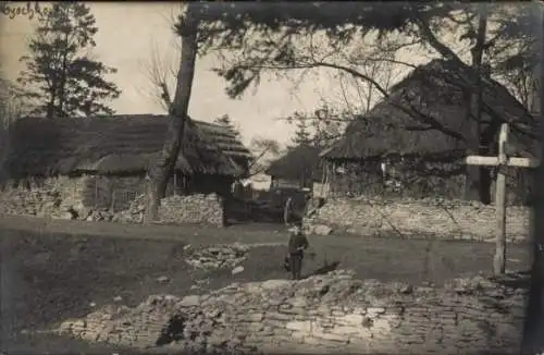 Foto Ak Myszków Schlesien, Ortspartie, I WK